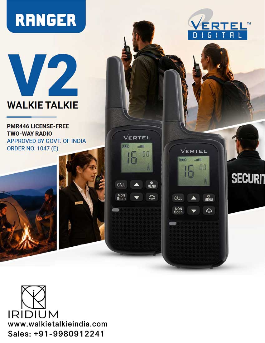 Vertel Ranger V2 License Free Walkie Talkie Dealer Distributor Bengalore Walkie Talkie Suppliers in Bengaluru Mysore Mangalore Channai